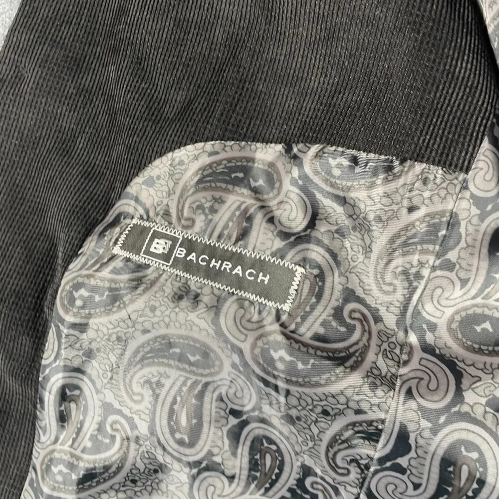 Bachrach Jacket Mens 40 R Black Corduroy Blazer Cord Sports Coat Academia Preppy